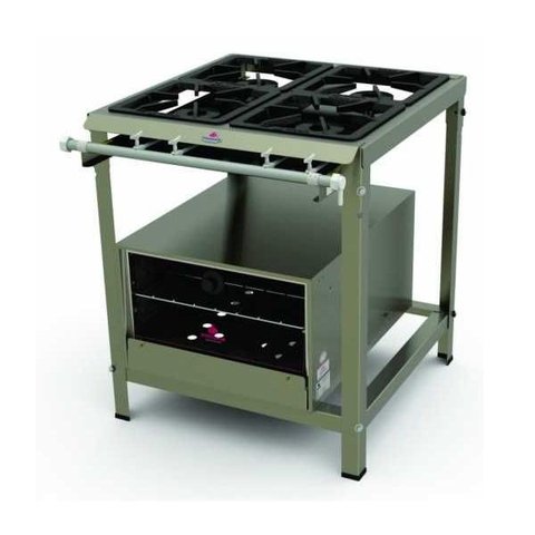 Fogão Inox 4 Queimadores ( 2 Bocas Simples e 2 Bocas Duplas) C/ Registro P/ Forno Pmi-402n -