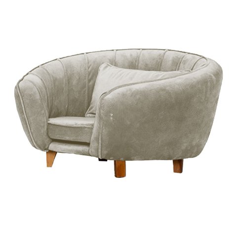 Poltrona Pet Baby Lady Cães e Gatos Confortável Apartamento Luxo Veludo Bege