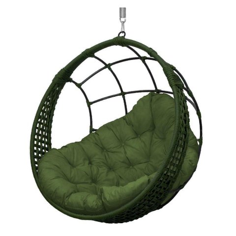 Cadeira Balanço Ninho Suspenso em Corda Náutica Luxo Verde/verde