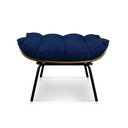 Ver mais imagens de Kit Poltrona e Puff Costela Suede Azul Marinho Base Metálica - Pallazio