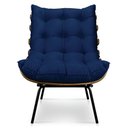 Ver imagem 4 de Kit Poltrona e Puff Costela Suede Azul Marinho Base Metálica - Pallazio