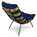 Ver imagem 6 de Kit Poltrona e Puff Costela Suede Azul Marinho Base Metálica - Pallazio