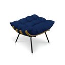 Ver imagem 7 de Kit Poltrona e Puff Costela Suede Azul Marinho Base Metálica - Pallazio