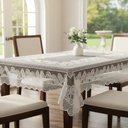 Ver imagem 7 de Toalha de Mesa Retangular Branca 06 Lugares Renda Flores