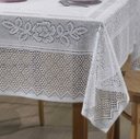 Ver imagem 3 de Toalha de Mesa Retangular Branca 06 Lugares Renda Flores