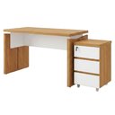 Ver imagem 1 de Mesa Escritorio 125 cm e Gaveteiro 3 Gavetas Freijo Branco Artany