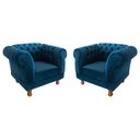 Ver imagem 1 de Kit 2 poltronas Chesterfield Capitonê Duque Veludo Azul Marinho Decoração, Recepção, Salas de Tv e E