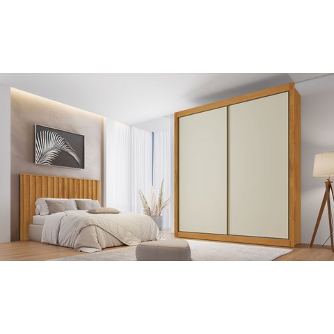 Guarda-Roupa 2 Portas 100% MDF Zurique Bege/Peroba/Off White