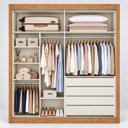 Ver imagem 4 de Guarda Roupa Solteiro 2 Portas de Correr 4 Gavetas 100% MDF Zurique Peroba Off White