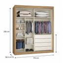 Ver mais imagens de Guarda-Roupa 2 Portas 100% MDF Zurique Bege/Peroba/Off White
