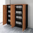 Ver imagem 4 de Armário Alto Duplo 1,58m para Escritório com 4 Portas de Abrir e Puxadores Metálicos F5 Office Marro