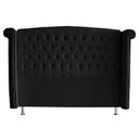 Ver imagem 2 de Kit Realeza Cabeceira de Cama Box e Calçadeira Baú King 195 Cm Suede Preto Eli Móveis