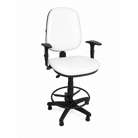 Cadeira Caixa Executiva Ergonômica Escritorio Apoio Lombar Work NR17 Corino Braços Base Fixa