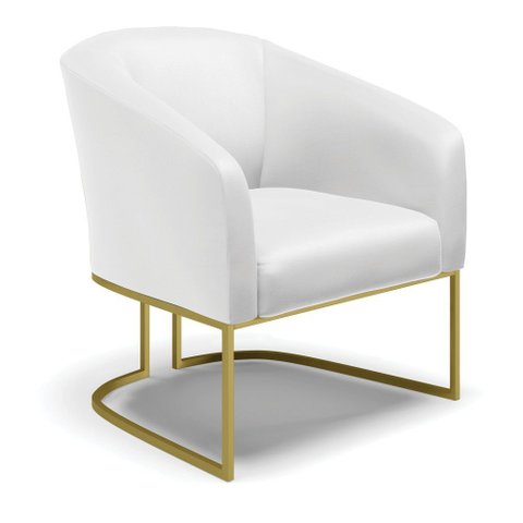 Cadeira Sala de Jantar Base Industrial Dourado Stella Sintético D03 - D’Rossi