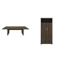 Ver imagem 2 de Conjunto Escritório 2 Peças 1 Mesa de Reunião Tamburato 200cm 1 Armário 2 Portas com Nicho Marrom Ar