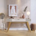 Ver imagem 2 de Rack Bancada Otawa com Porta Deslizante Mesa de Centro Jeri e Aparador Riviera Bege Off White Matte/Freijó