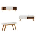 Ver imagem 4 de Rack Bancada Otawa com Porta Deslizante Mesa de Centro Jeri e Aparador Riviera Bege Off White Matte/Freijó