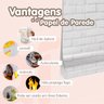 Papel de Parede Painel 3D Mármore Porcelanato Bege 3,5M Auto Colante Lavável Revestimento Brilhoso - 6