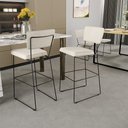 Ver imagem 2 de Kit 04 Banquetas Alta Cozinha Sala de Jantar Base Aço Fixa Allana L02 Linho Champagne - Lyam Decor