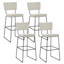 Ver imagem 1 de Kit 04 Banquetas Alta Cozinha Sala de Jantar Base Aço Fixa Allana L02 Linho Champagne - Lyam Decor