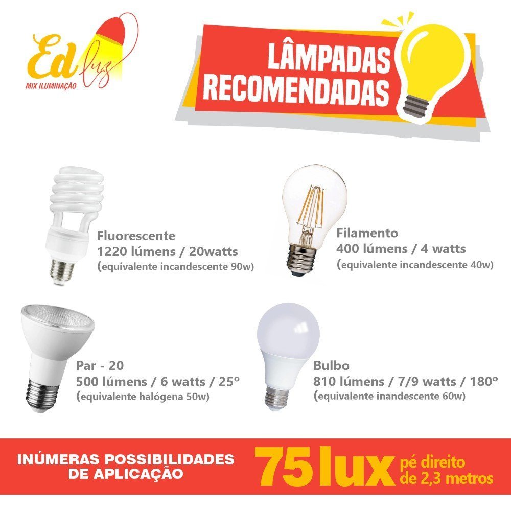 Arandela Calha Vidro Luminária Teto Parede P/ 1 Lâmpada - 5