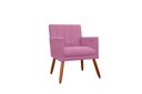 Ver imagem 1 de Poltrona Decorativa Cecília Suede Rosa Pés Madeira Ms Decor