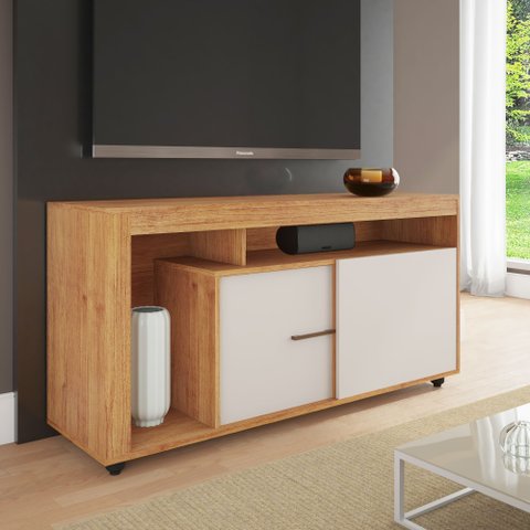 Rack para TV até 40 Polegadas 135,5cm Sala de Estar 2 Portas com 6 Lavanda Marrom