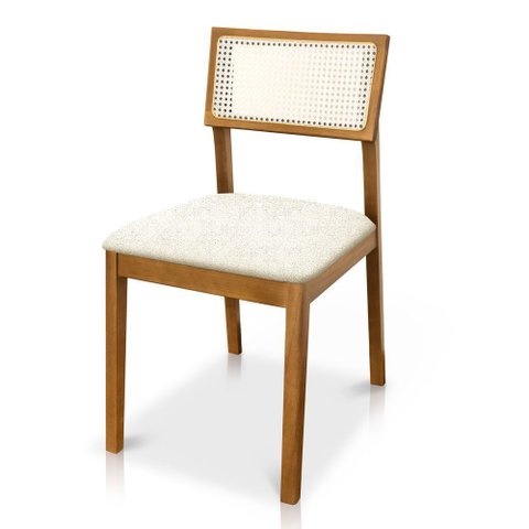 Kit 04 Cadeiras de Jantar e Living Millie com Tela Natural Estofada Bouclê - Desk Design