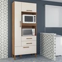Ver imagem 2 de Armario Multiuso Seul Torre Cozinha com 3 Portas e 2 Gavetas Canelato/Off White