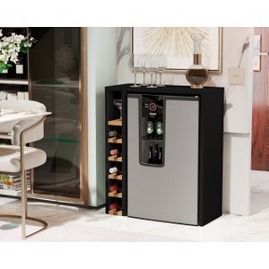 Aparador Adega Bar Para Cervejeira Preto / Nature - JM Casa dos Móveis