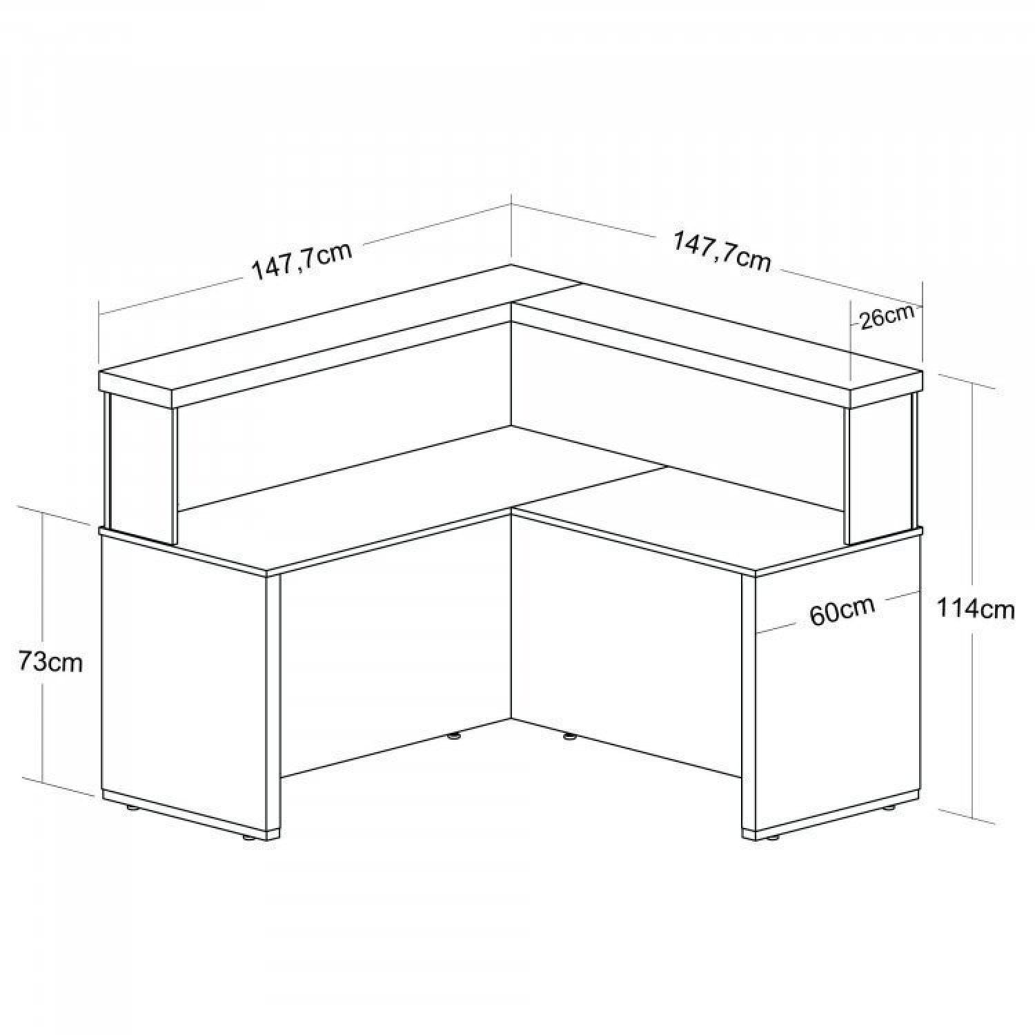 Balcão para Atendimento Recepção em L 295,4cm X 147,7cm  - 3