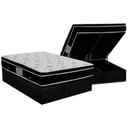 Ver imagem 1 de Cama Box Baú Queen: Colchão Molas Ortobom Nanolastic Physical Spring + Base CRC Courano Black(