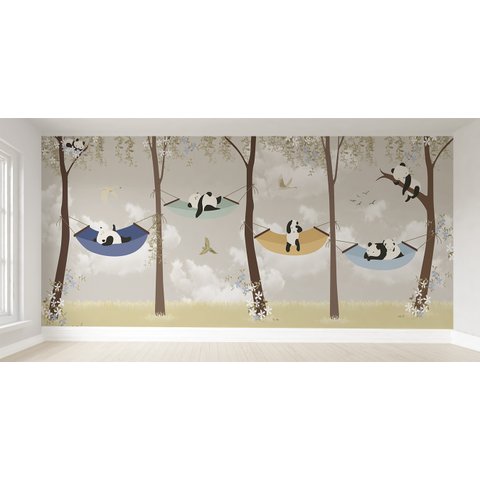 Papel de parede infantil panda safári para quarto de bebê M² PP133