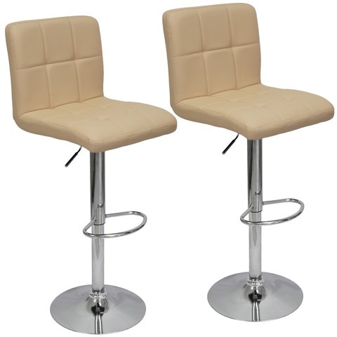 Kit 2 Banquetas Confort Gomos Estofada Giratória Bege