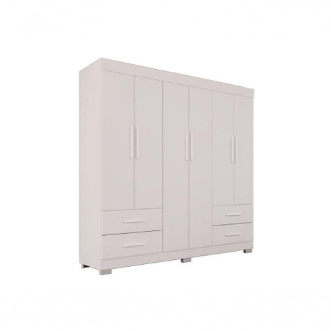 Guarda Roupas Casal Texas 6 Portas 4 Gavetas sem Espelho Salleto Branco
