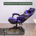 Ver imagem 3 de Cadeira Escritório Gamer Nitro Roxo Ergonômica Couro Sintético Reclinável Altura Ajustável Luvinco