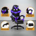 Ver imagem 2 de Cadeira Escritório Gamer Nitro Roxo Ergonômica Couro Sintético Reclinável Altura Ajustável Luvinco