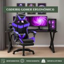 Ver mais imagens de Cadeira Escritório Gamer Nitro Roxo Ergonômica Couro Sintético Reclinável Altura Ajustável Luvinco