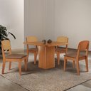 Ver imagem 1 de Mesa de Jantar Eloise 90cm Tampo Mdf Laminado com 4 Cadeiras Copper Premium Moderna Mobília