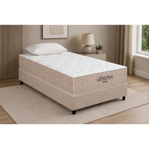 Cama Box Crc Solteiro +Colchão D45 Genova Orthoflex 88x188
