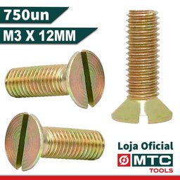 PARAFUSO MÁQUINA CABEÇA CHATA DIN 963 M3 X 12 FENDA - 750PÇS - 2