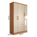 Ver imagem 5 de Guarda-roupa Solteiro Paraná 4 Portas 2 Gavetas Cinamomo/off White - Panorama Móveis