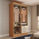 Ver imagem 3 de Guarda-roupa Solteiro Paraná 4 Portas 2 Gavetas Cinamomo/off White - Panorama Móveis