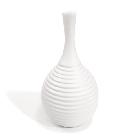 Vaso Garrafa Baixa Groove Fosco Decorativo 28x16cm