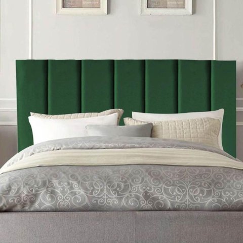 Cabeceira Estofada Cama Solteiro 90cm Luna Suede e Frame Verde