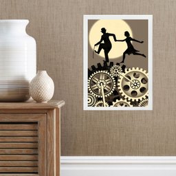 Quadro Charlie Chaplin e Namorada 33x24cm:madeira Branca - 1 Quadro Charlie Chaplin e Namorada 33x24cm:madeira Branca - 1