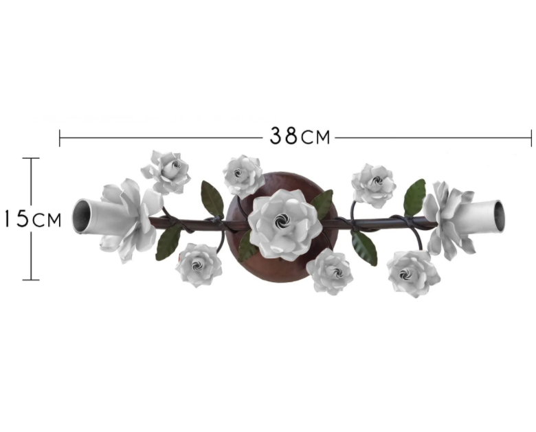 Arandela Rustica Artesanal Em Ferro Com Flores Libertas Rosas Artesanato Branco - 7