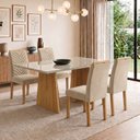 Ver imagem 1 de Conjunto Sala de Jantar 4 Lugares Retangular Tampo Vidro MDF 120x80cm Mesa Lyra e Cadeiras Carol