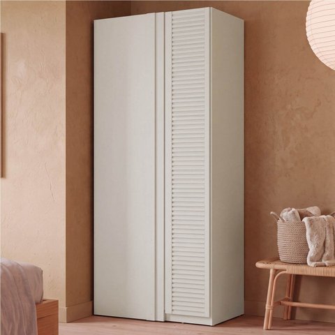 Guarda Roupa Planejado Canto Linear Porta Ripada Samambaia CabeCasa MadeiraOriginals Offwhite