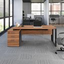 Ver imagem 1 de Mesa Diretor Escritório 1,50m a 1,72m 3 Gavetas Pé Metal F5